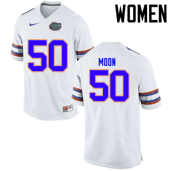 Women Florida Gators #50 Jeremiah Moon College Football Jerseys Sale-White
